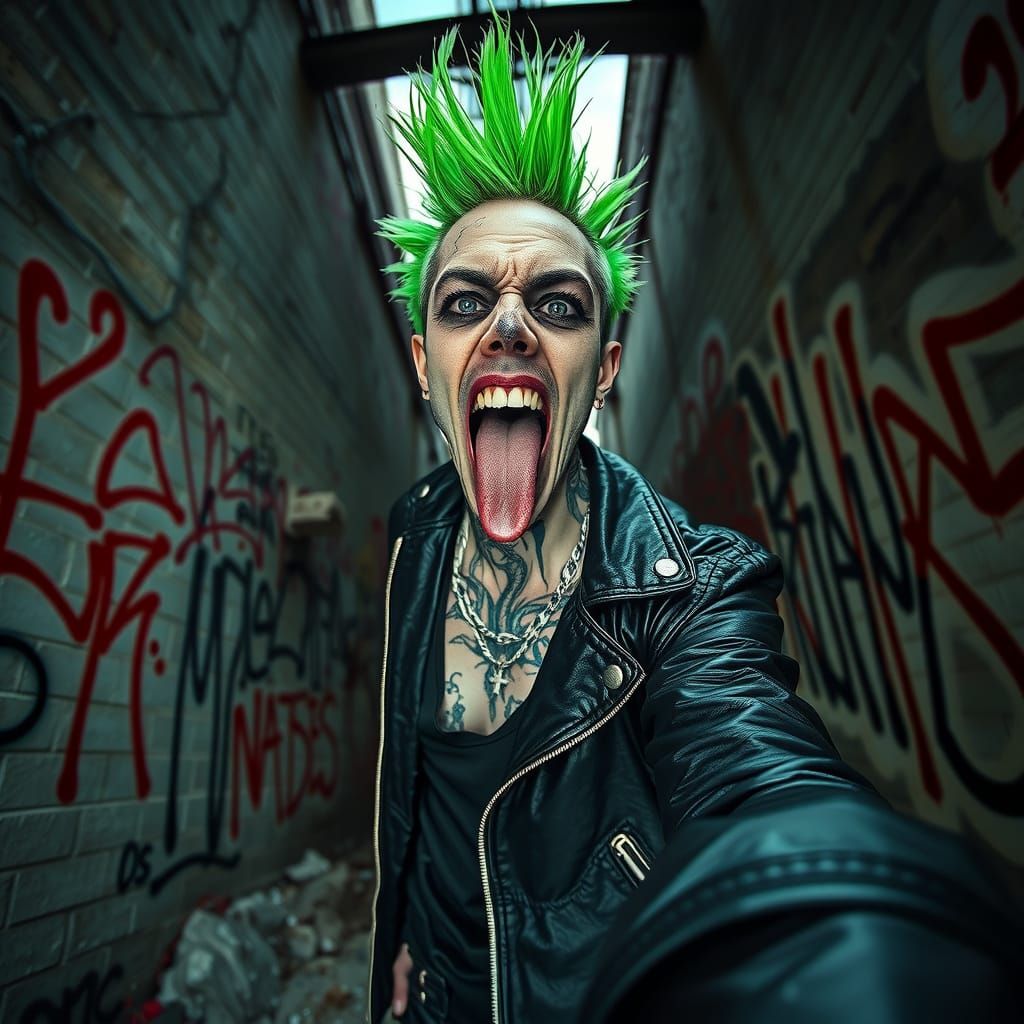 Grungy Undead Punk Rocker in Cyber-Grunge Style