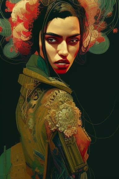 Irina Shayk Glamorous Gangster Portrait: Hyperdetailed Matte...