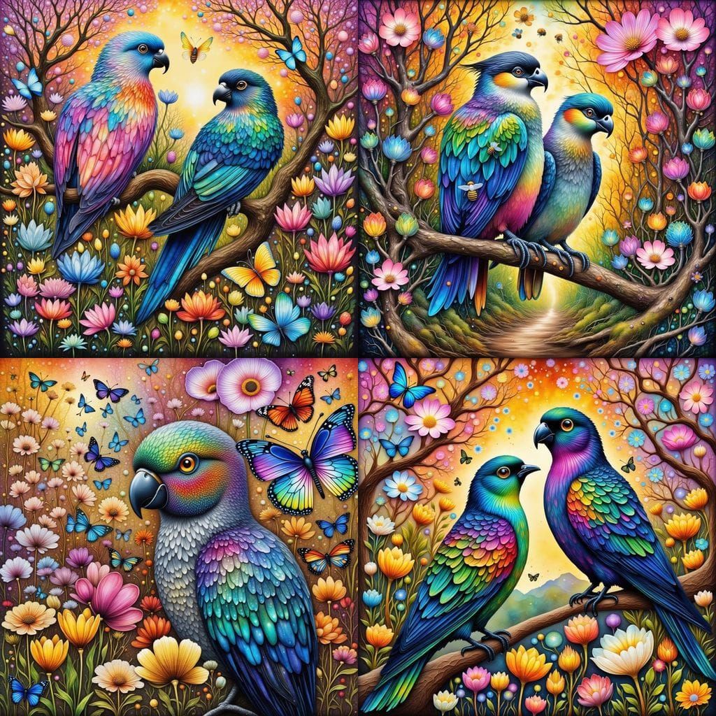 Spring Awakening in Vibrant Colors and Whimsical Creatures