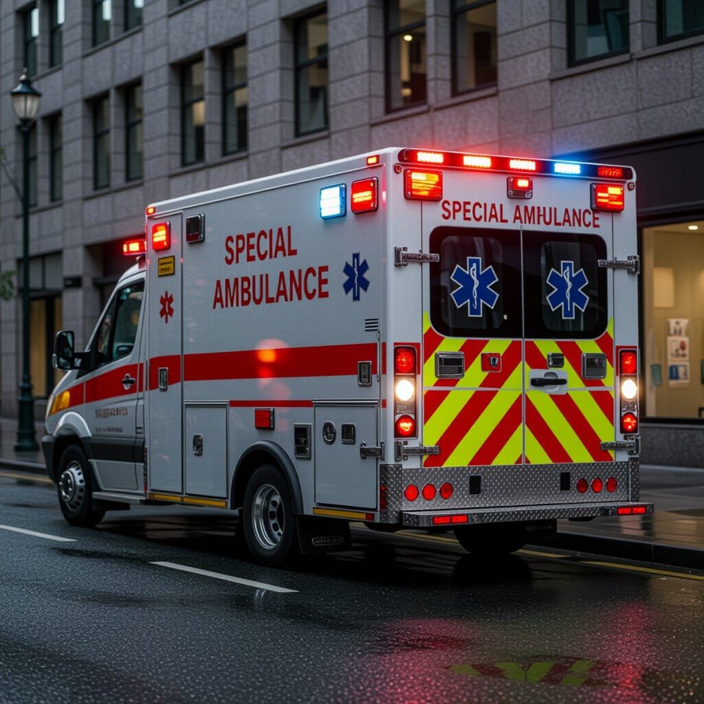 Special Ambulance Parked on Clean City Street