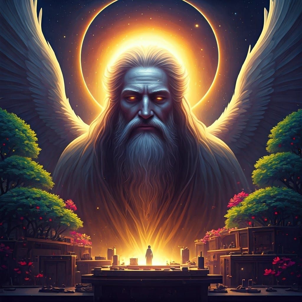 Celestial Being Creates Universe as Digital Matte Painting