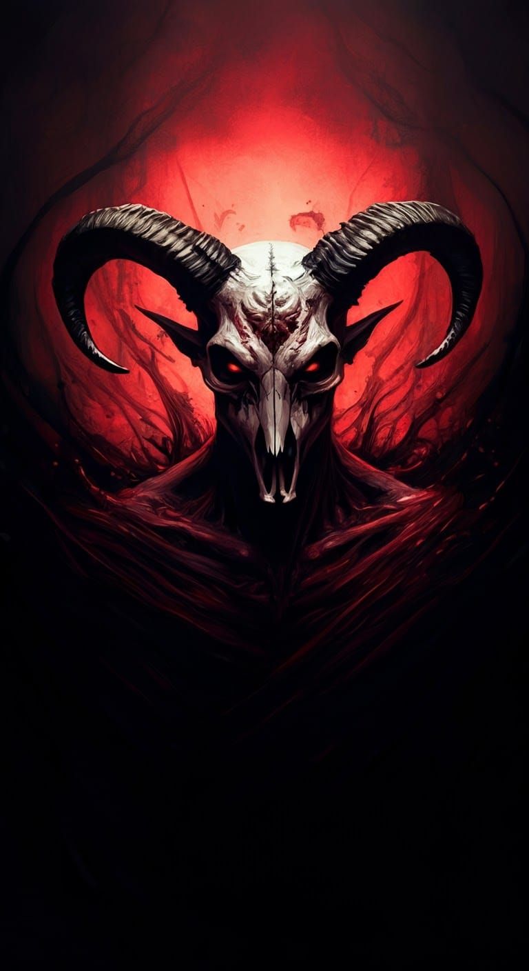 Malevolent Demon with Twisted Horns in Gothic Horror Style