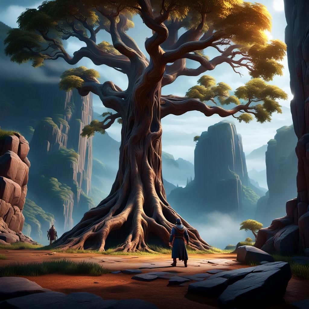 Ancient Tree in Misty Valley: 3D Game Cinematic