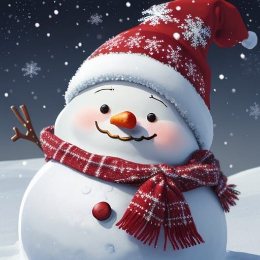 Jolly Gnome Building a Snowman in Festive Winter Scene