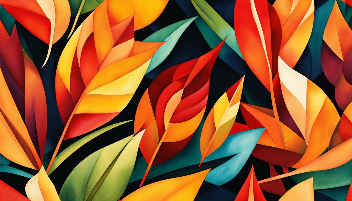 Autumn Leaves in Geometric Fauvism Style