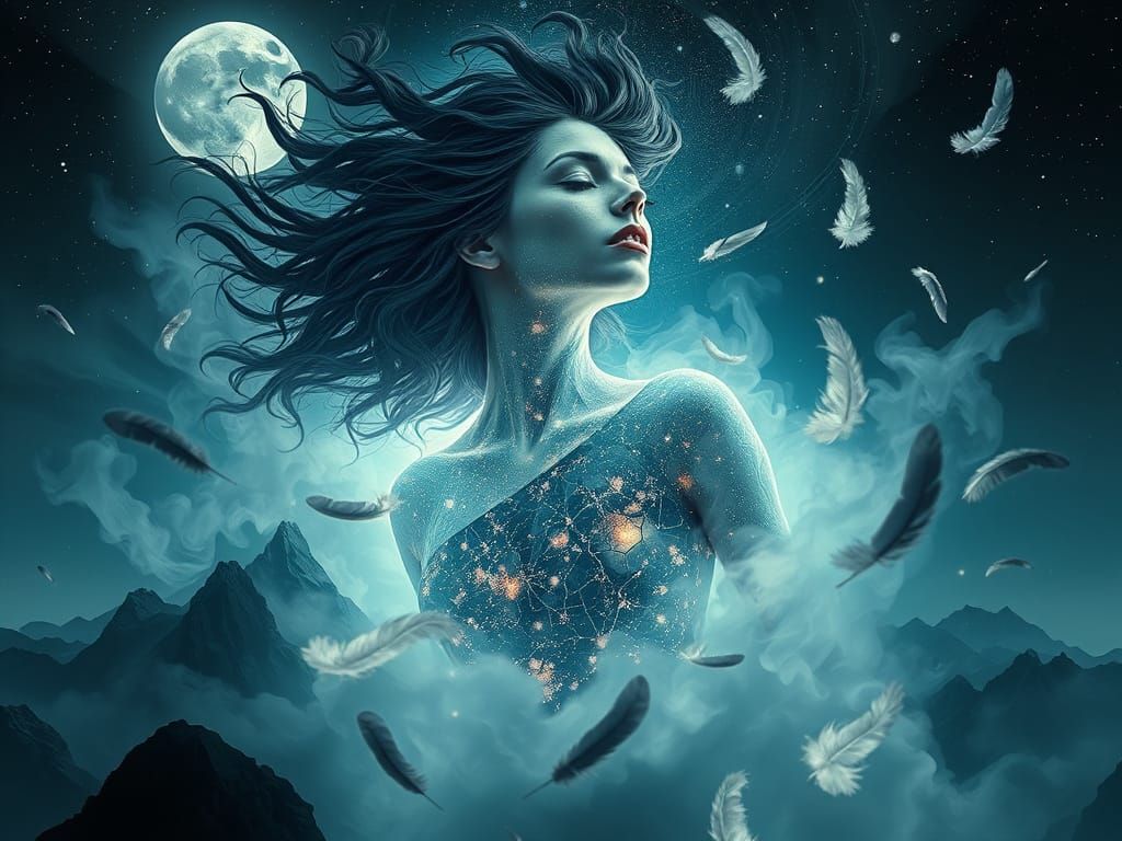 Galactic Woman Emerges from Glass Cocoon