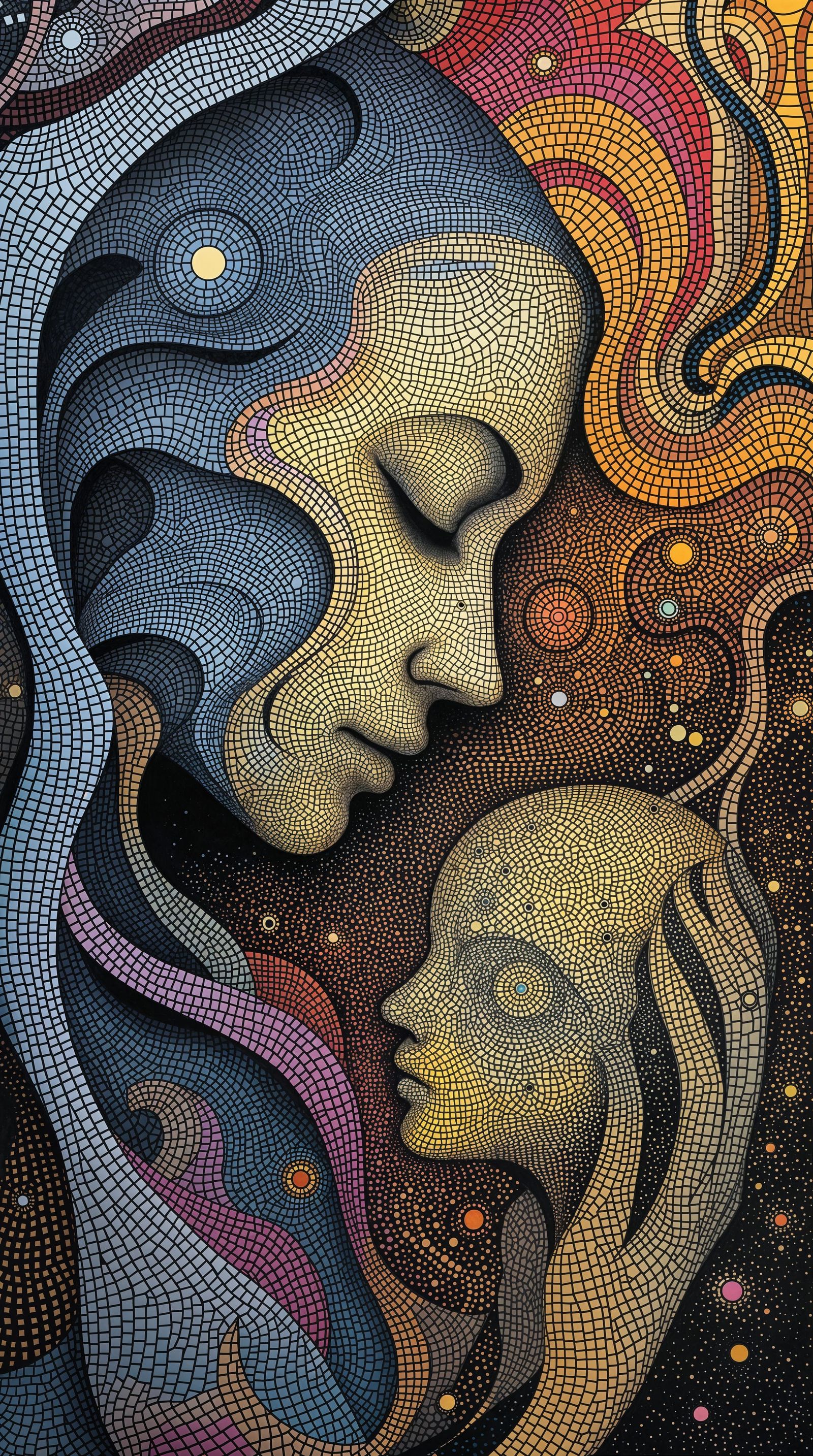 Cosmic Mother and Child in Abstract Fusion