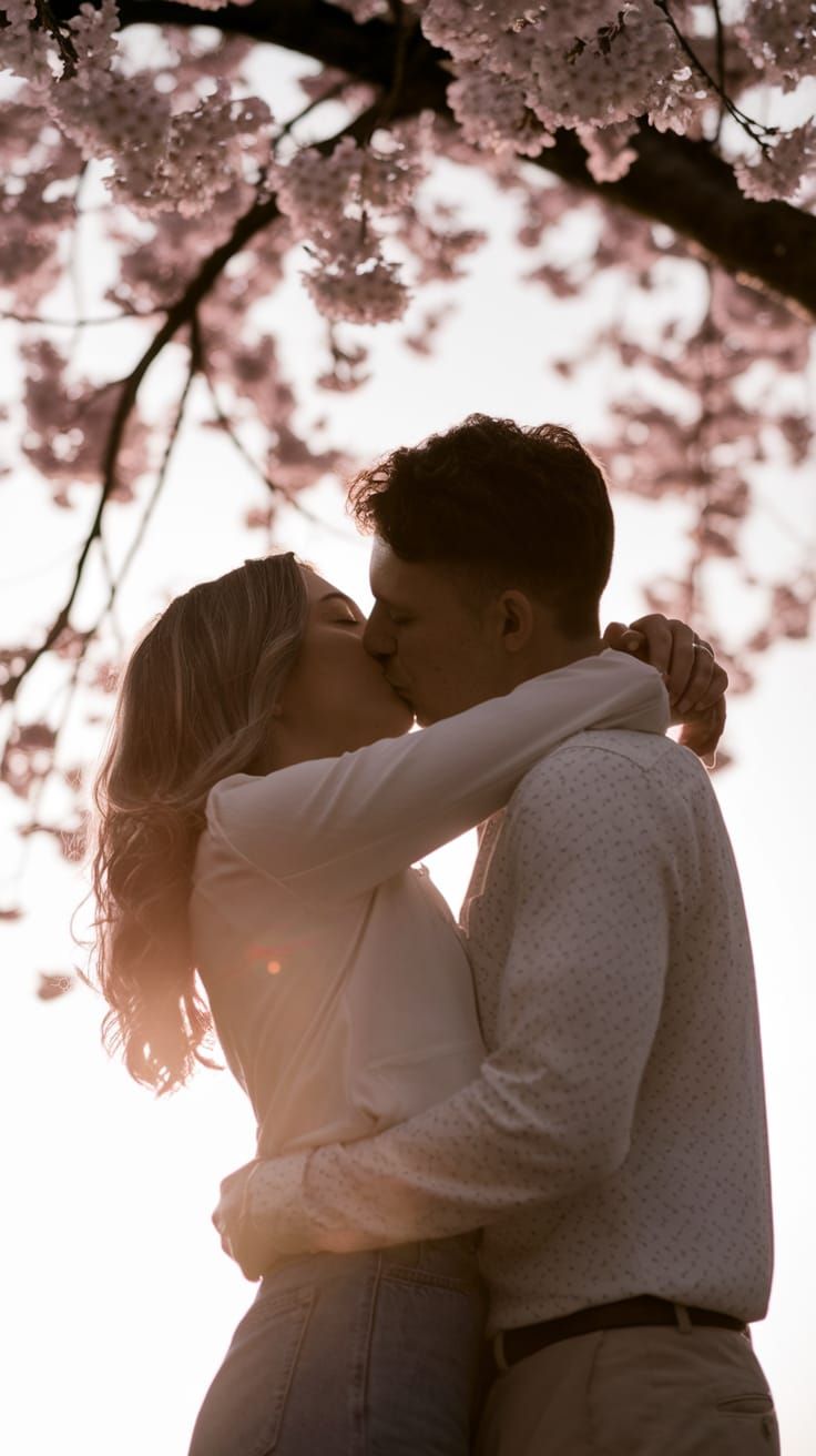 Romantic Cherry Blossom Kiss