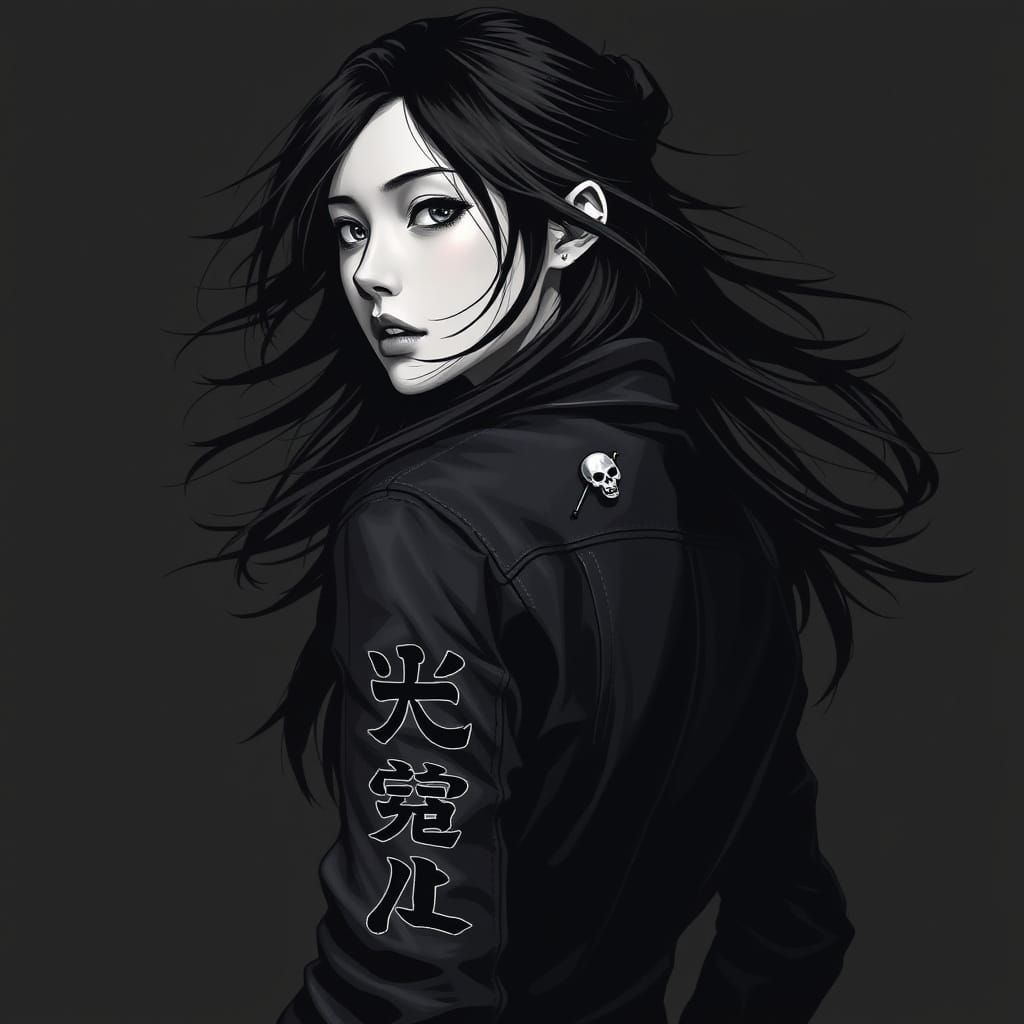 **"Geheimnisvolle Gestalt im schwarzen Mantel: Ein Hauch von...