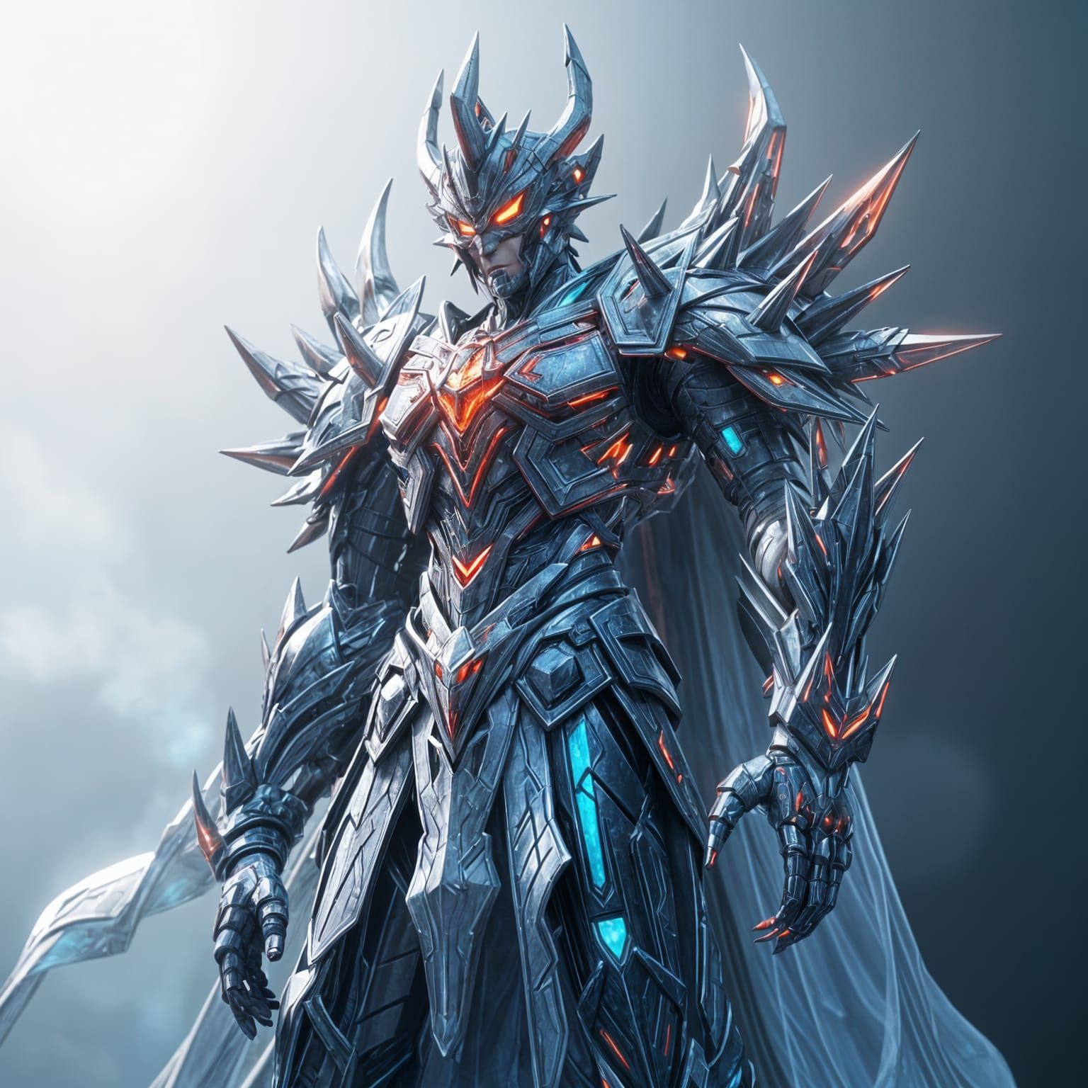 Cyberpunk Space God Warrior in 3D Anime Style