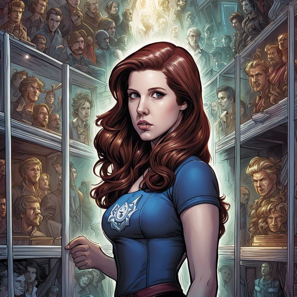 Anna Kendrick Museum in Comic Book Art Style