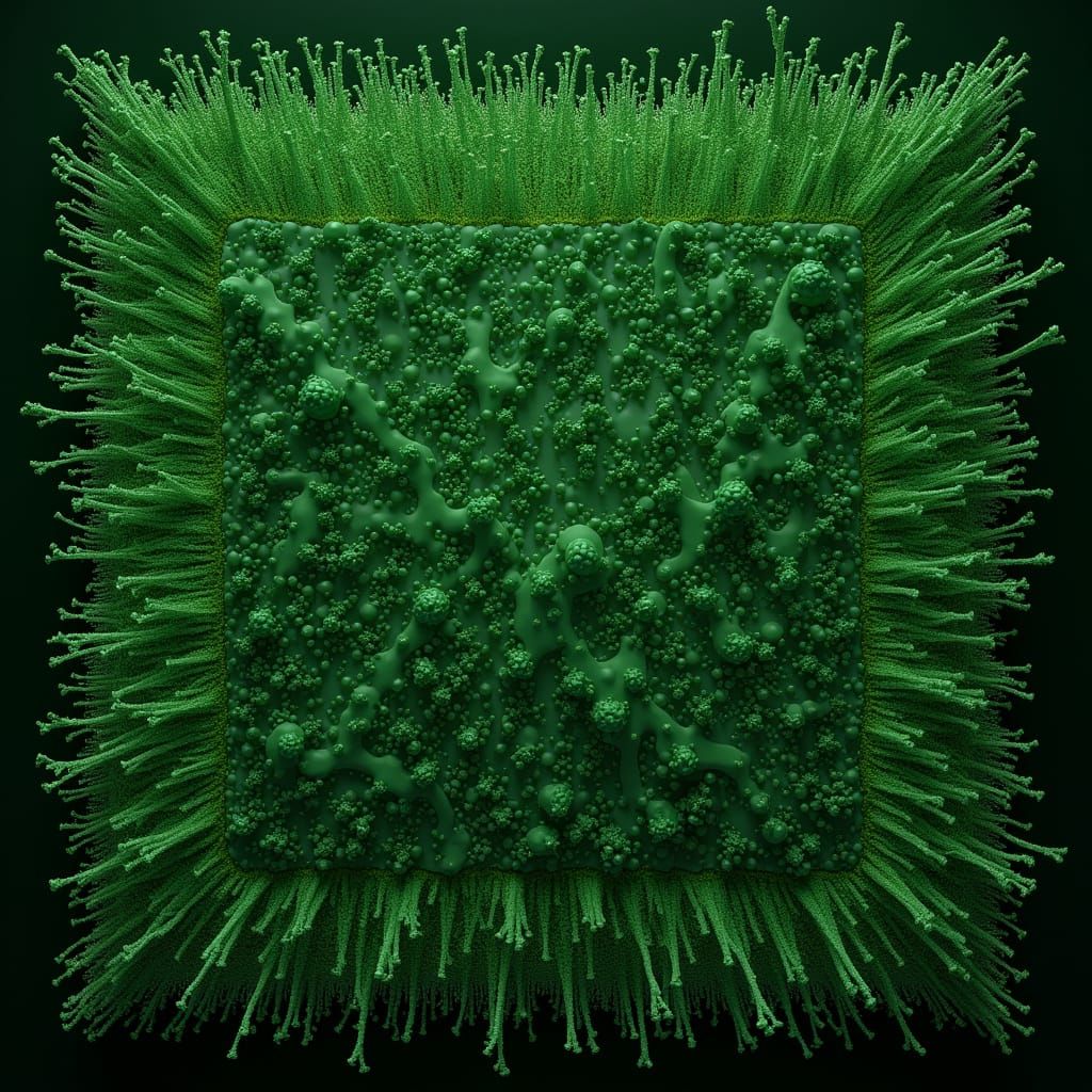 Abstract Synapse Network Inside Green Square