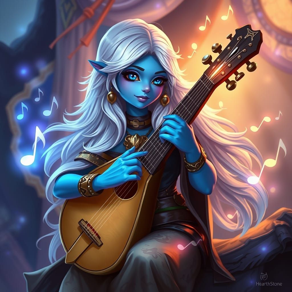 Fantasy Druidess Performs Enchanting Lute Solo in Vibrant Ca...