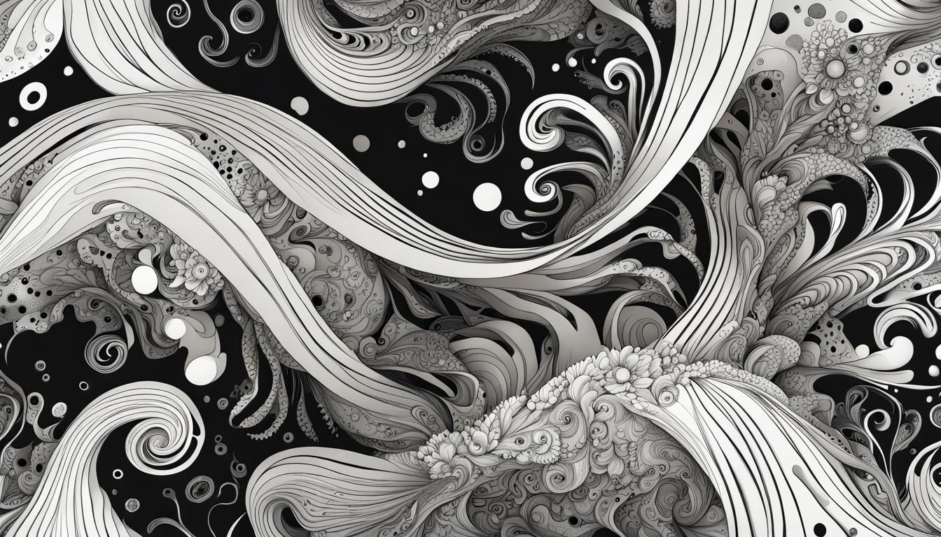 Abstract Fairytale Creatures in Ink Splatter Style