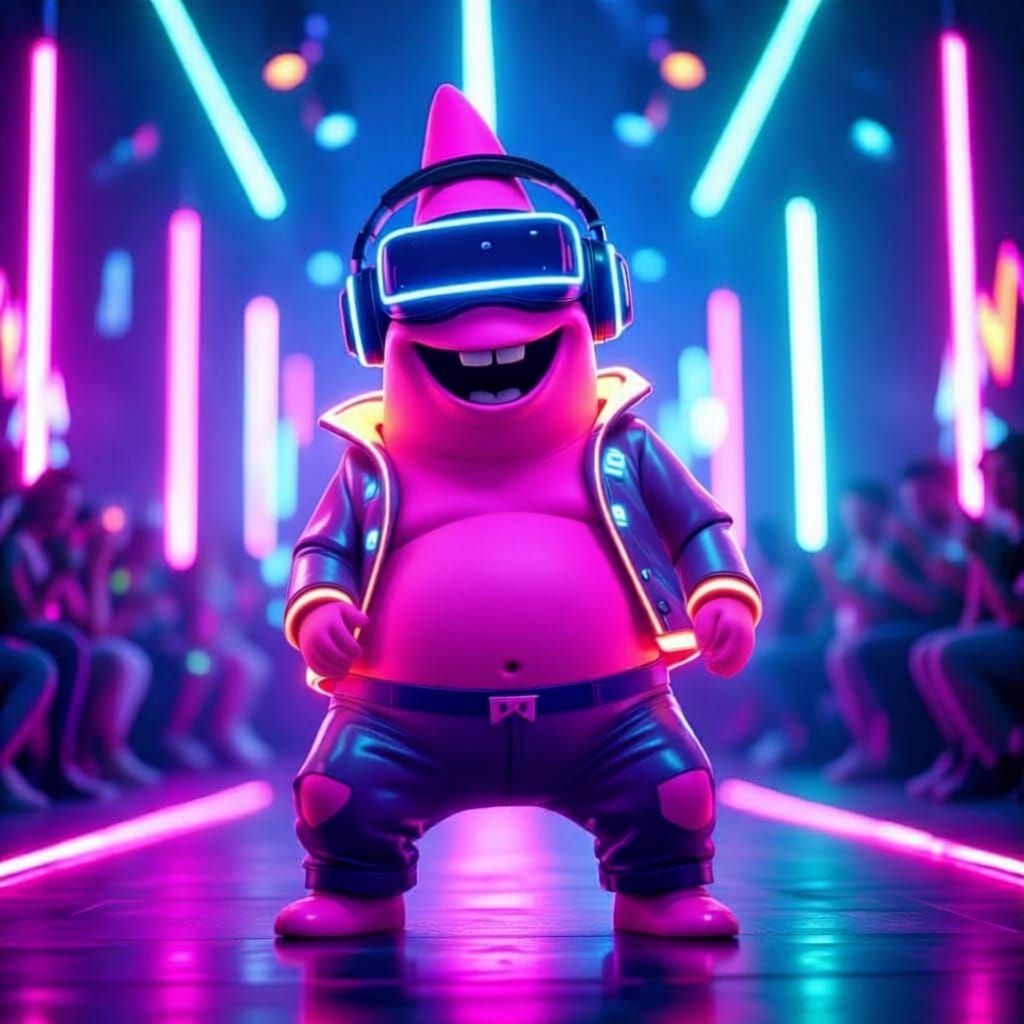 Patrick Star at a Rave in HDR