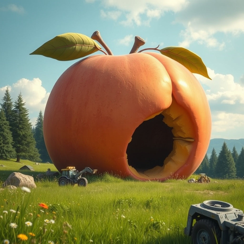 Giant Peach Cave Entrance in Fantasy Meadow