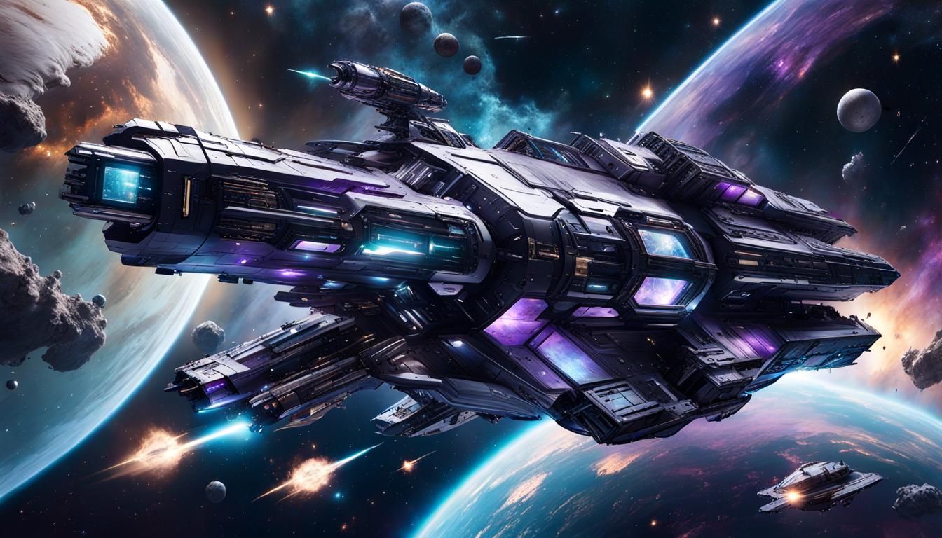 Nebula: Black Mechanical Spacecraft Battle Cruiser