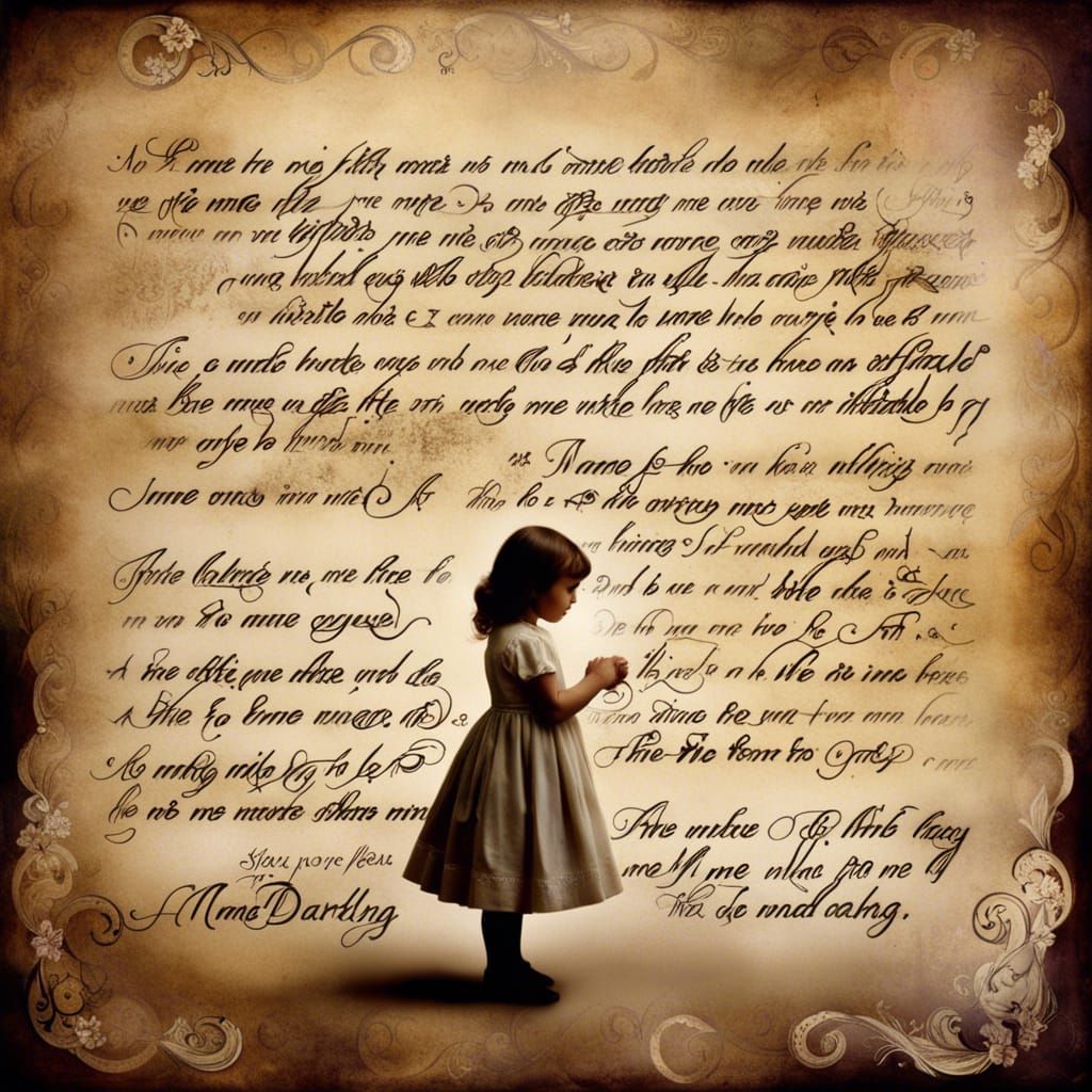 Ethereal Calligraphy Art of Child's Prayer