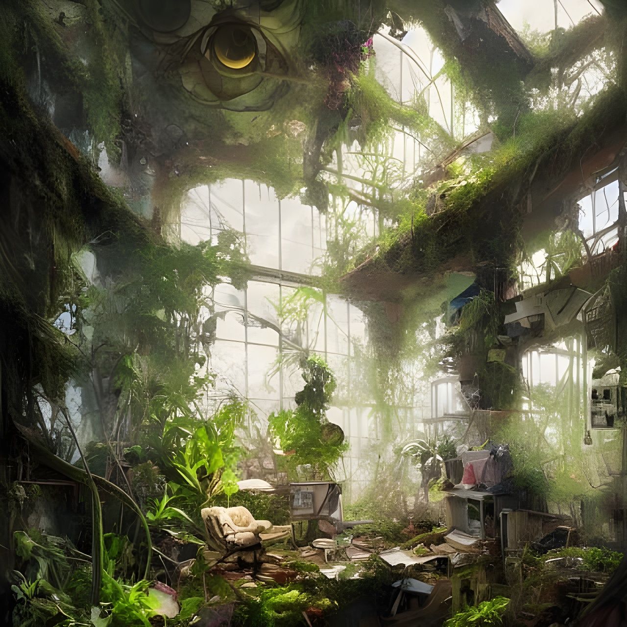 Overgrown Bedroom: A Maximalist Art Piece