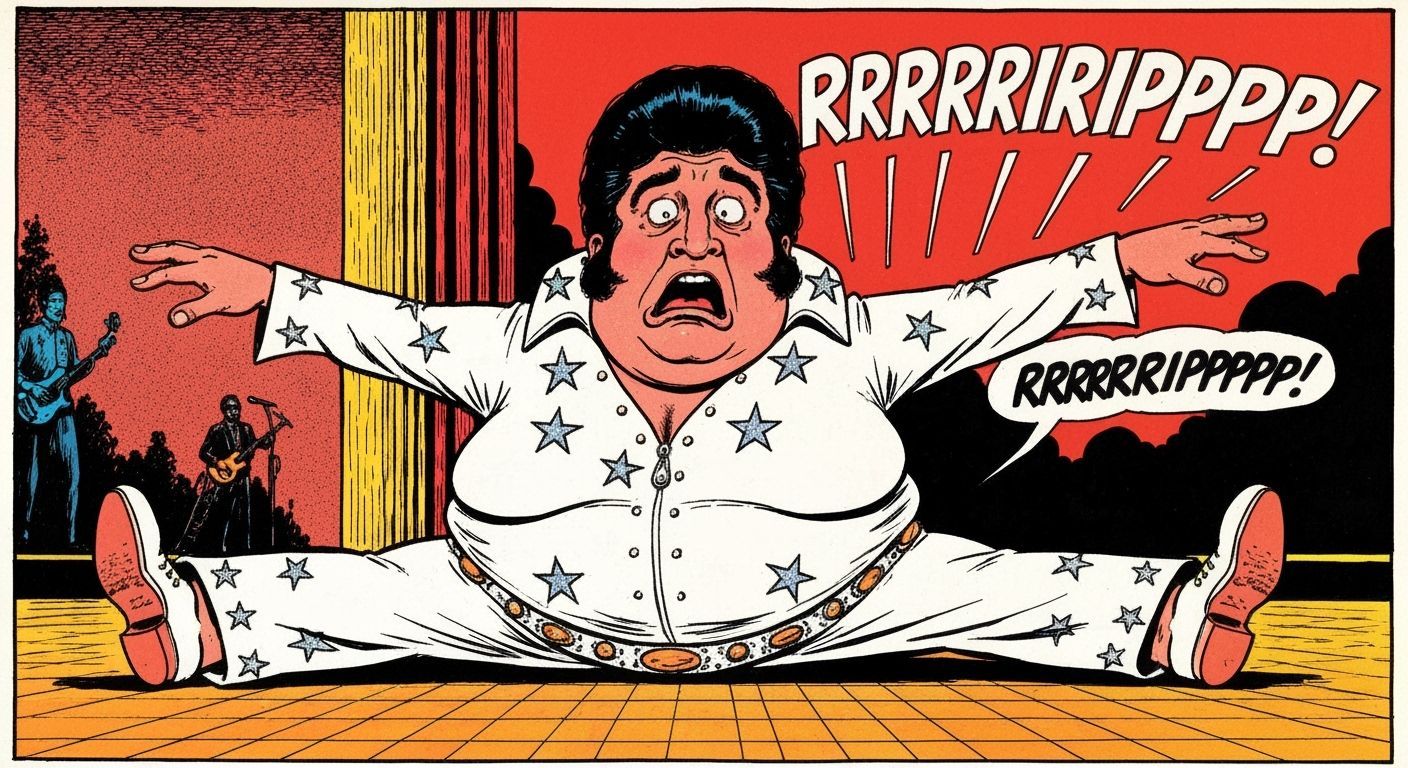 Fat Elvis Splits Pants on Stage in Psychedelic Style