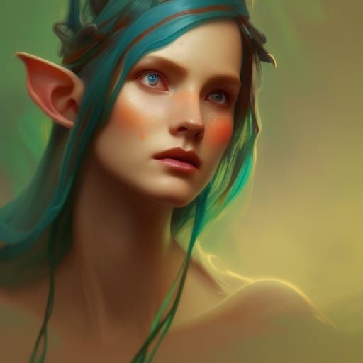 Tree Elf Lady in Art Nouveau Style