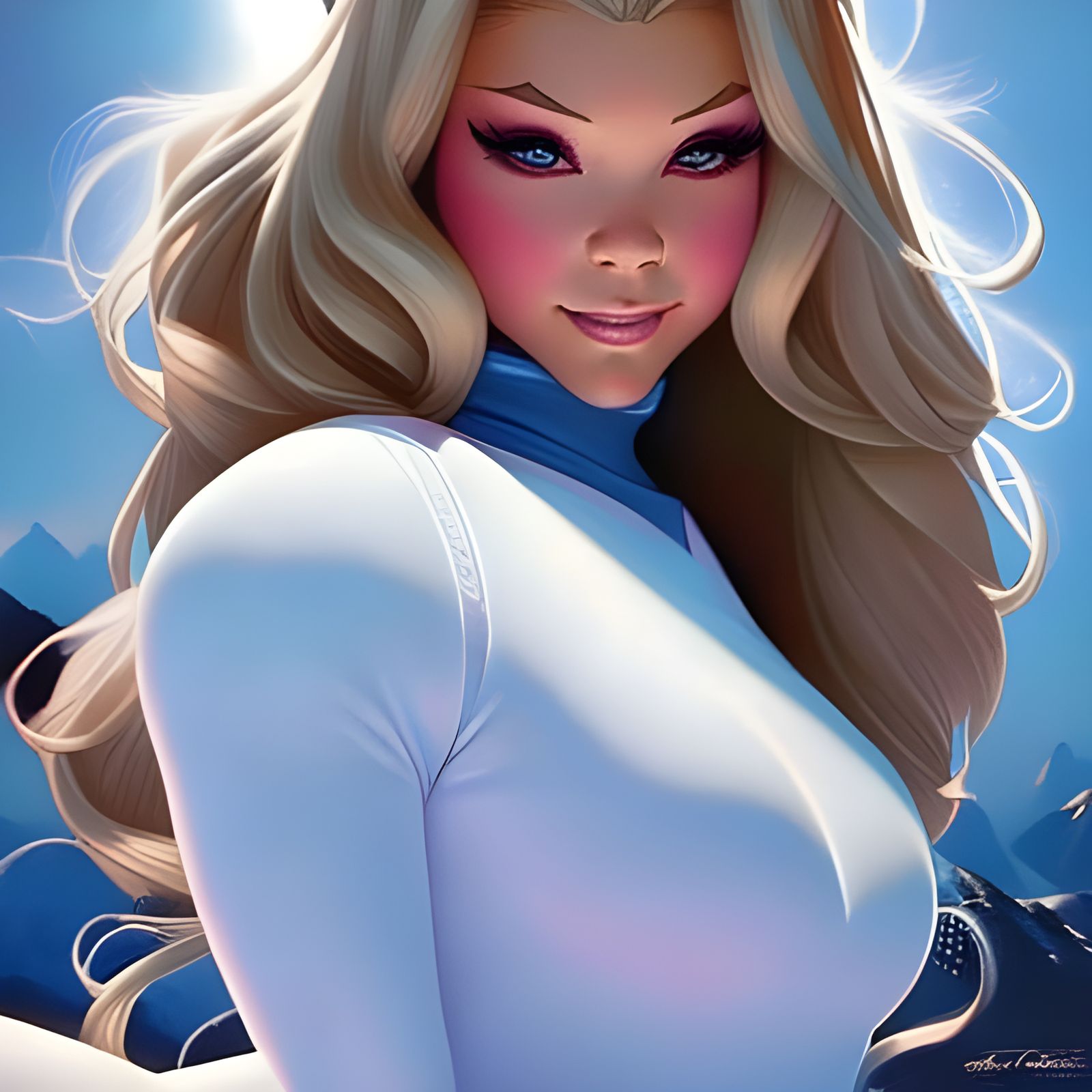 Gorgeous Ski Bunny with Perfect Proportions, Digital Art