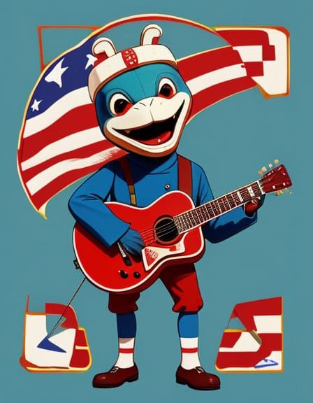 1950s Turtle Mascot Singing Rock and Roll