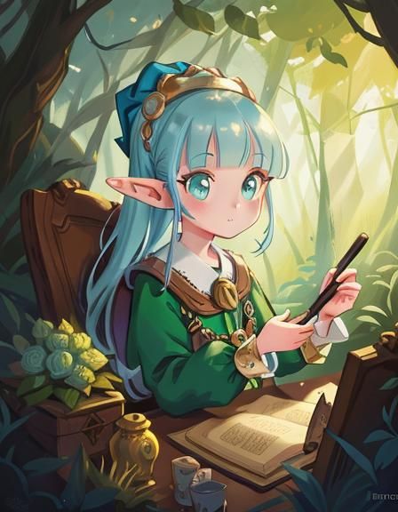 Elven Girl with Pearl Earring in Detailed Digital Art