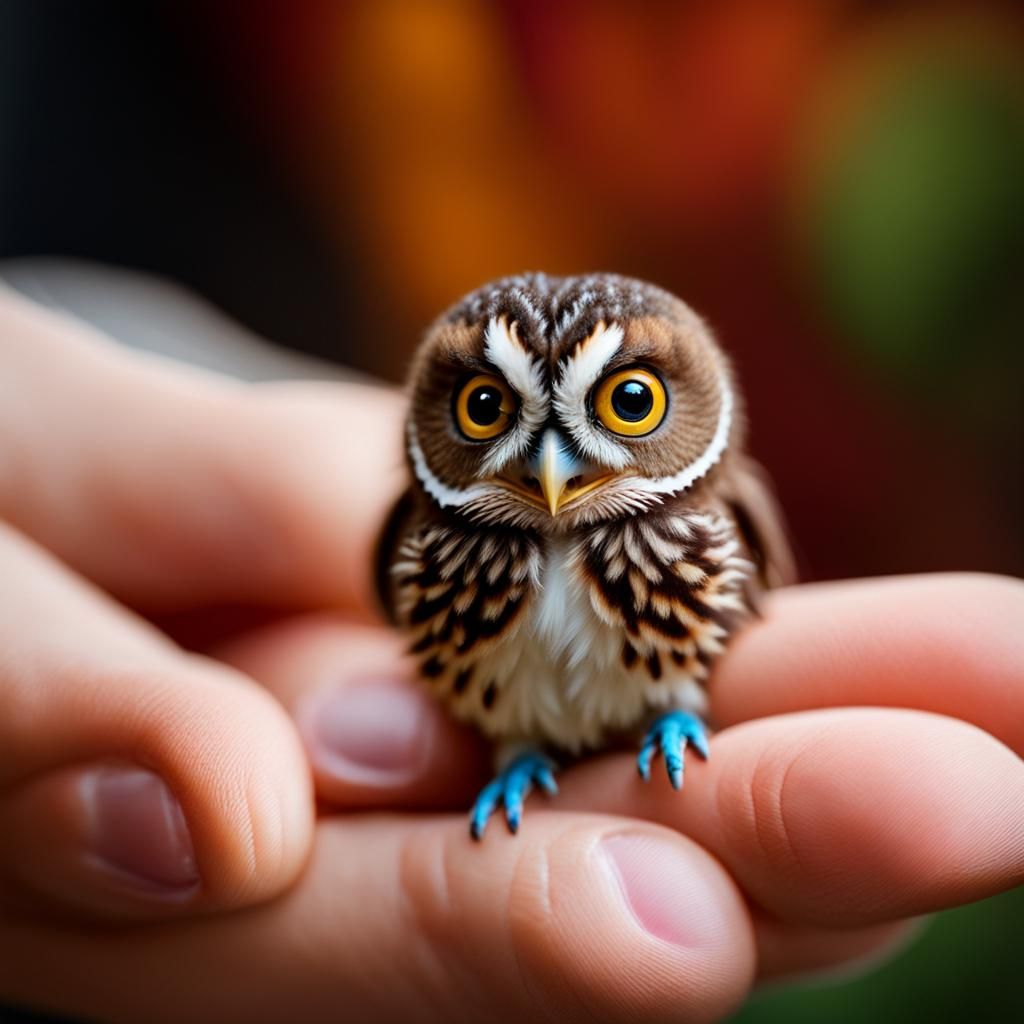Colorful Micro Elf Owl Portrait
