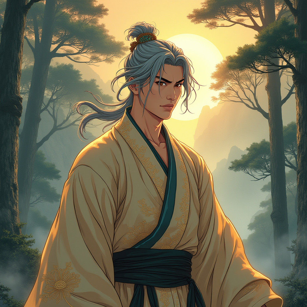 Serene Kung Fu Master in Ukiyo-e Style