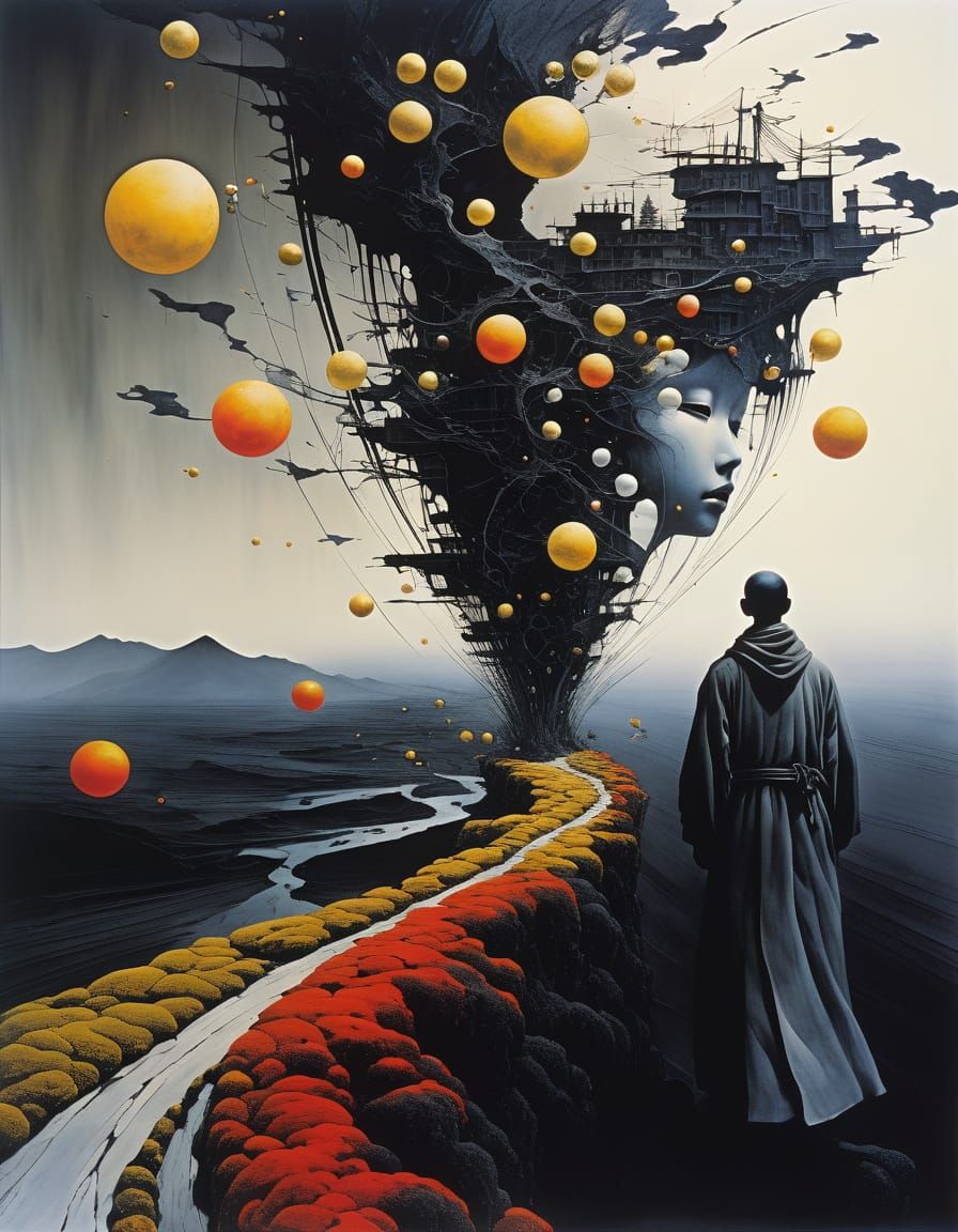 Surreal Abstract Bodyscape in Amano Style