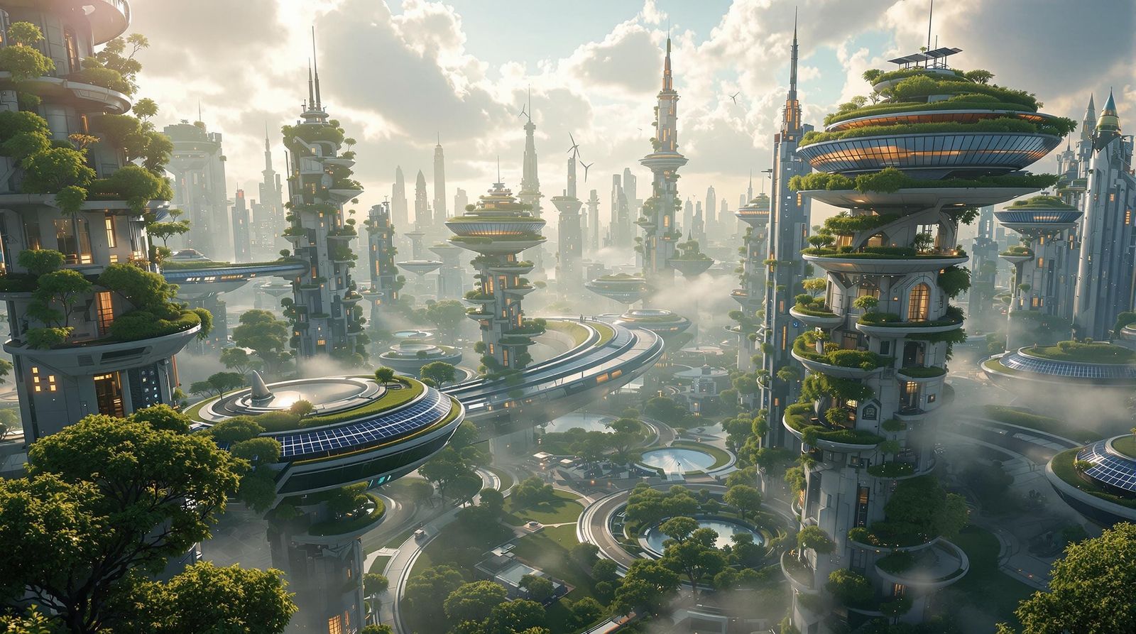 Surreal Solarpunk Metropolis in Hyperrealistic 8k