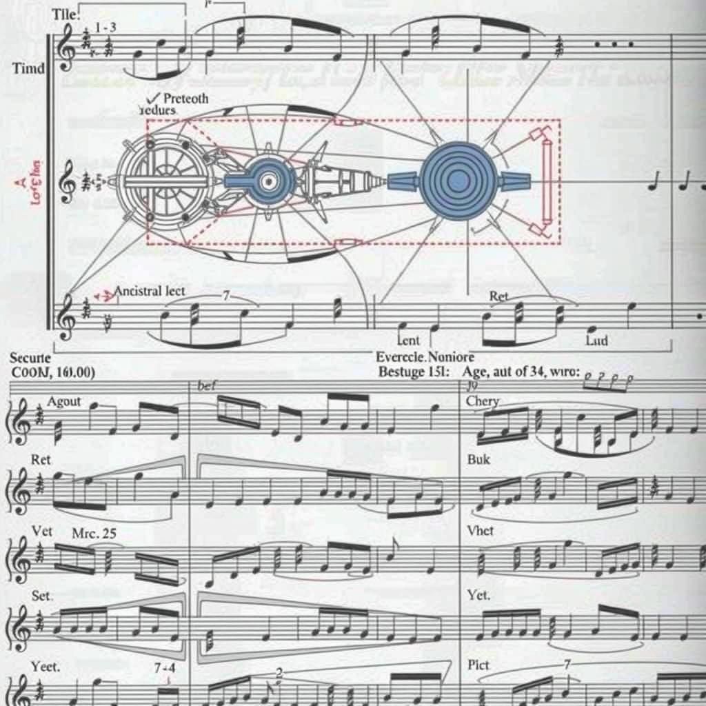 Futuristic Diagrammatic Music Score in Biomechanical Style