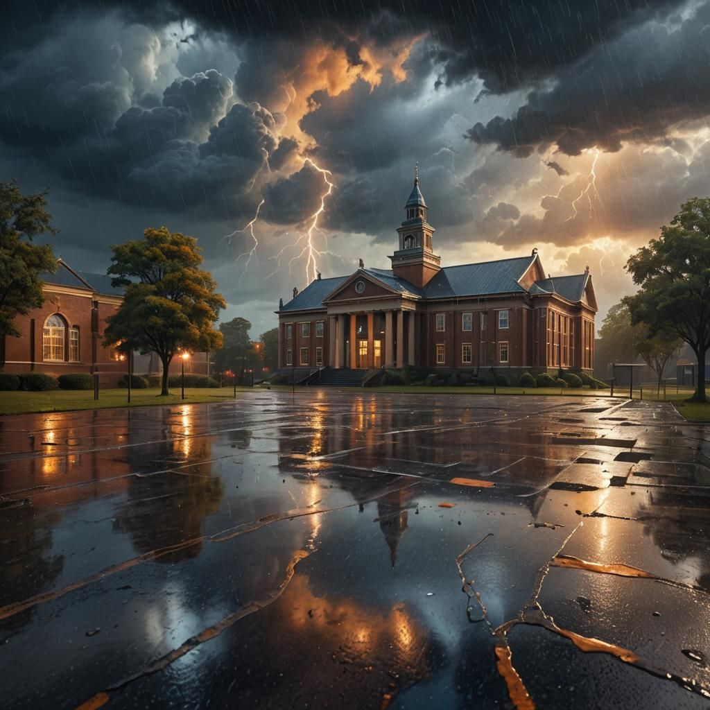 Rainy School Ground: Fantasy Concept Art in Unreal Engine