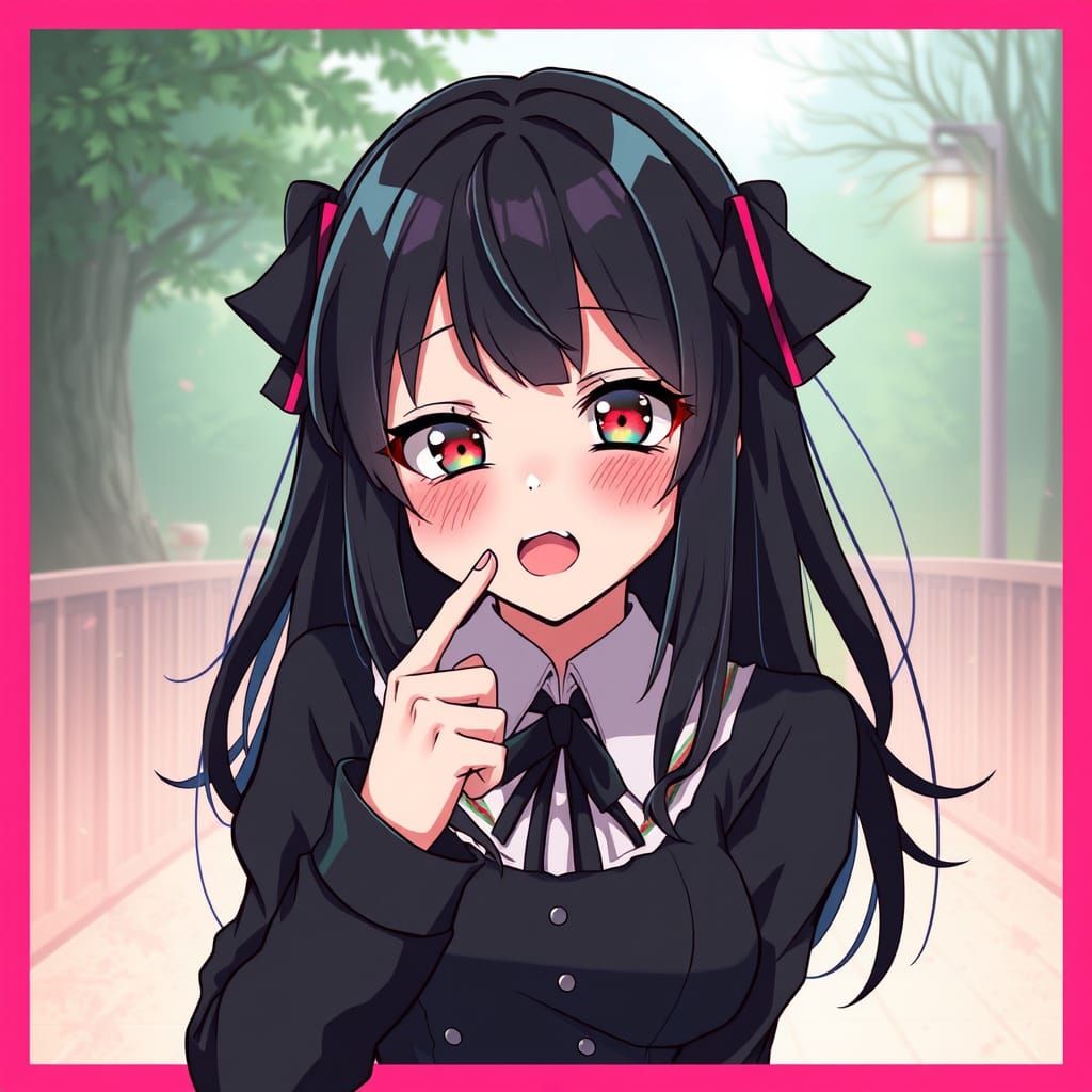 Cheeky Goth Girl Sticking Tongue Out in Anime Style