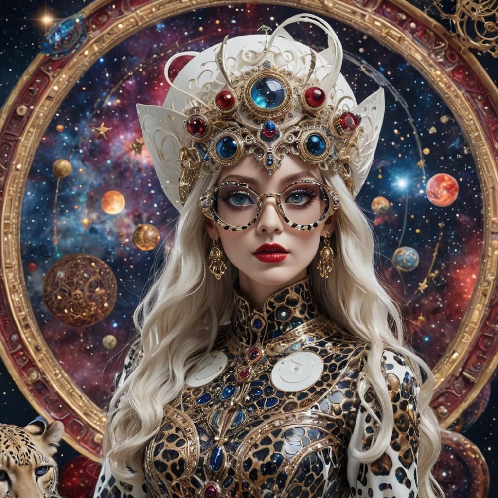 Ethereal Star Goddess in Vibrant Cosmic Landscape