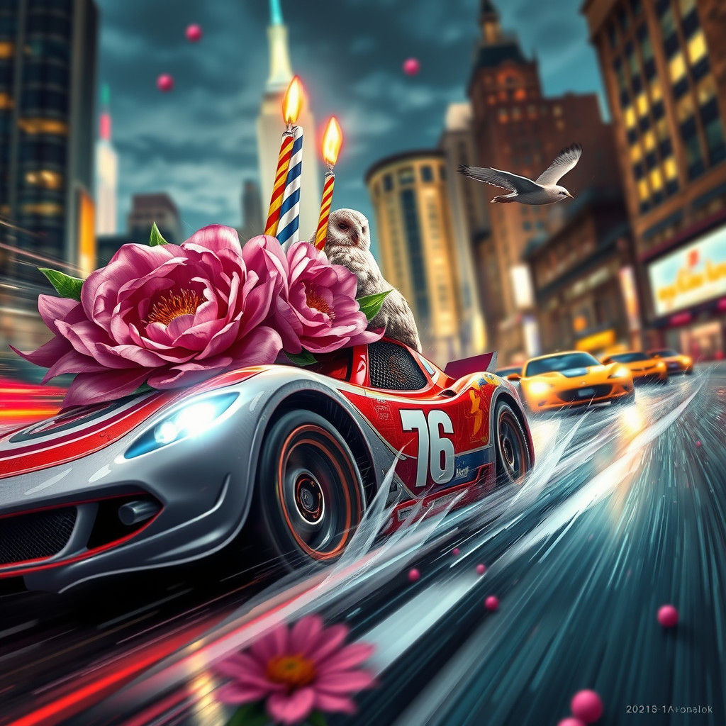 Hyperrealistic Race Cars and Birthday Cake in NYC