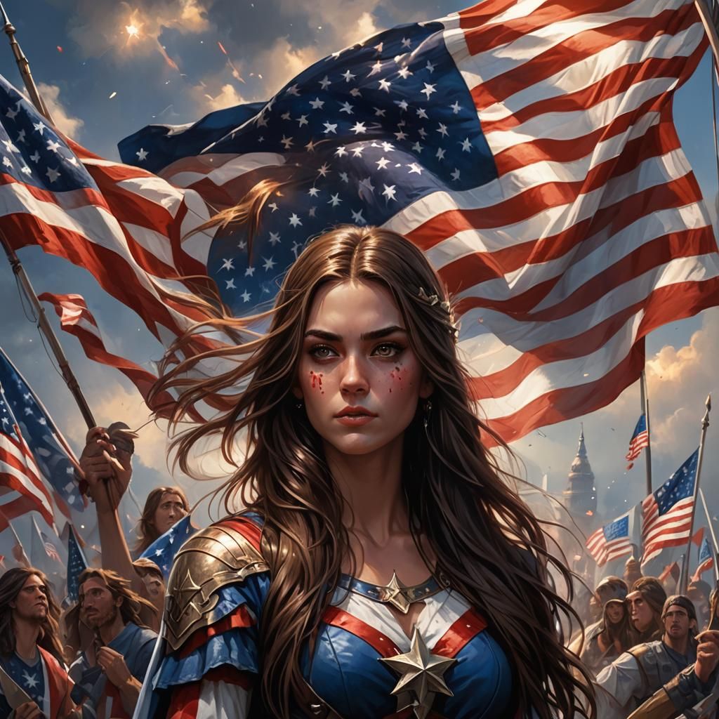 American Goddess in Red, White, and Blue