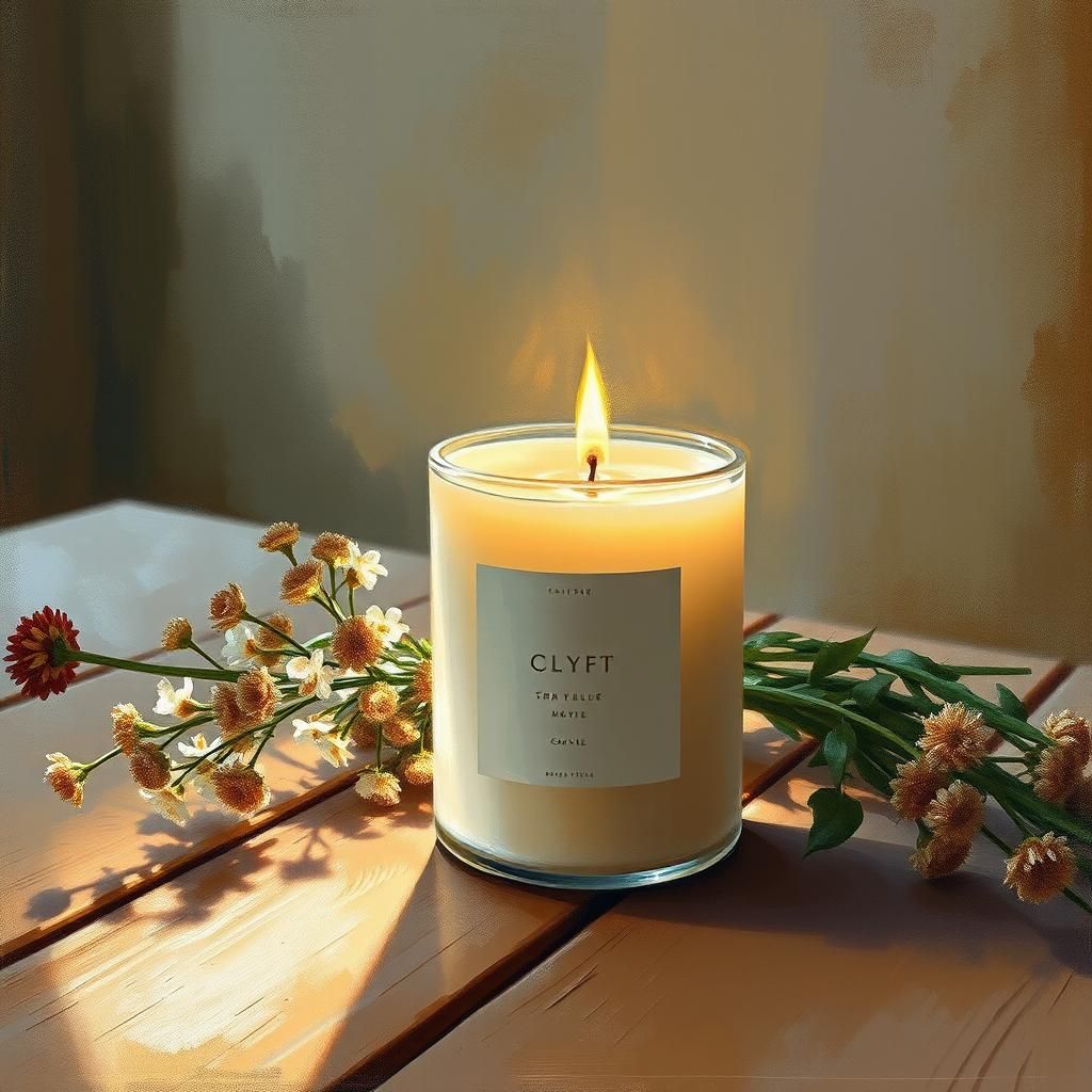 Serene Soy Candle Impressionist Oil Painting