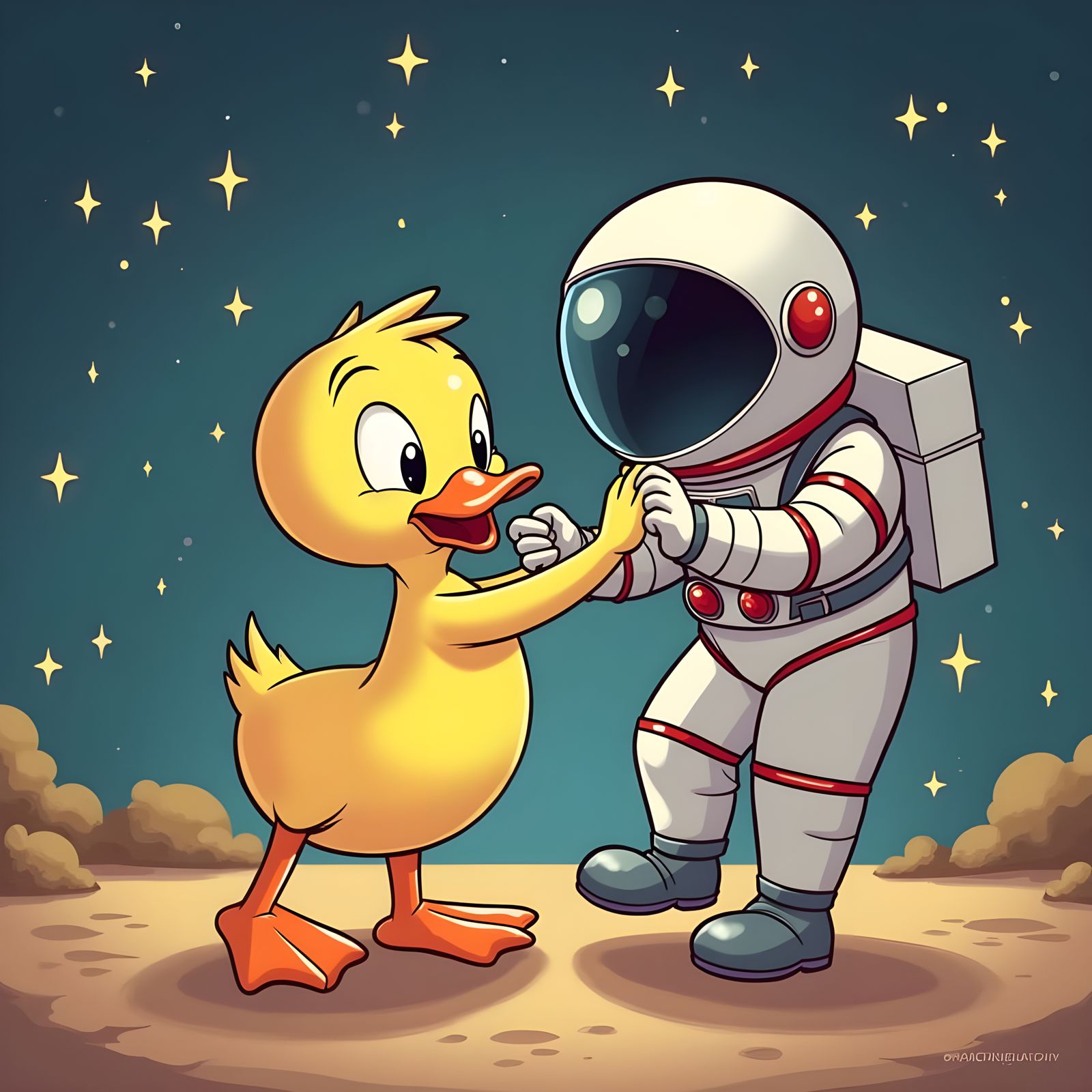 Duck and Astronaut Ballroom Dance Cartoon