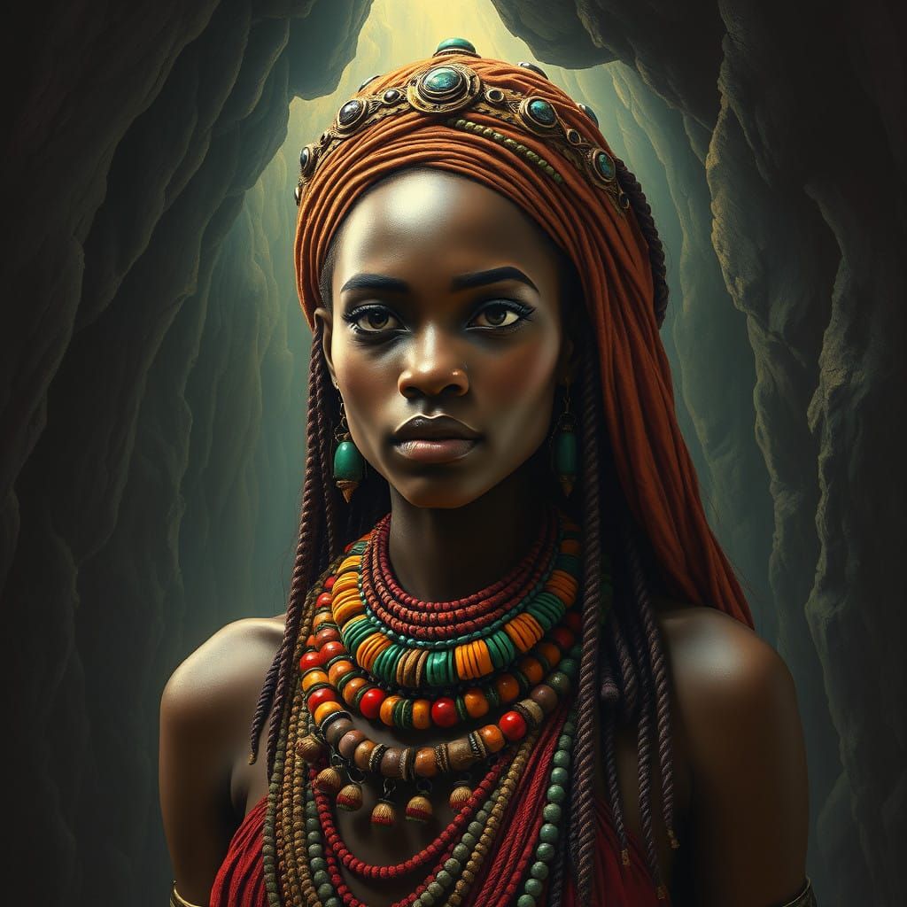 Majestic Afrikan Goddess in the Cave of Ancient Spirits