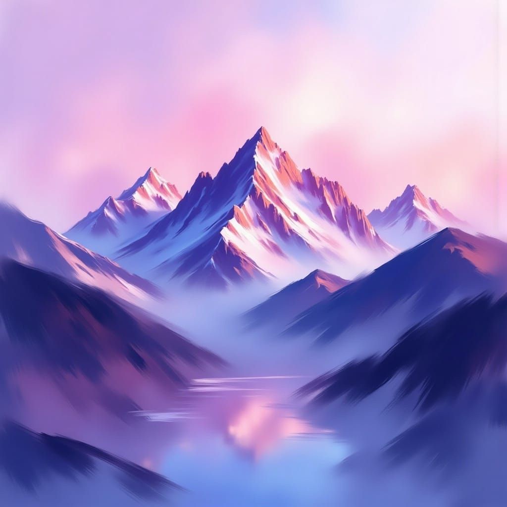 Pastel Mountain Landscape in Digital Art Style