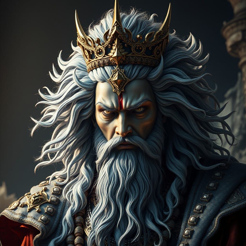 Hyper-Realistic Painting of Rashnu, Iranian Justice God in G...