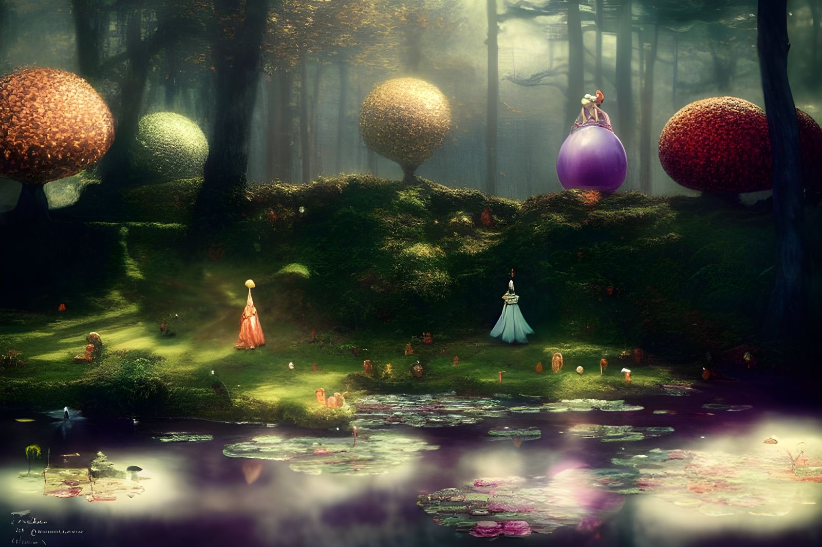 Isometric Fairy Tale Chess Scene in Autumn