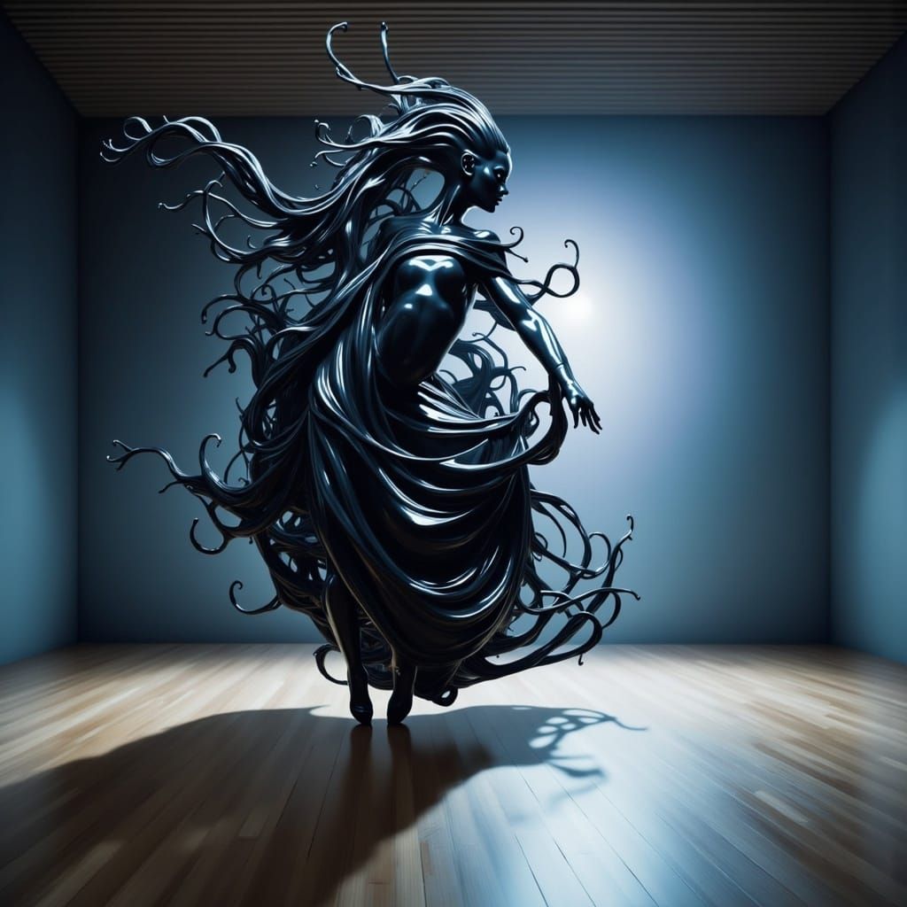 Vanta Black Figurine in Swirling Vortex