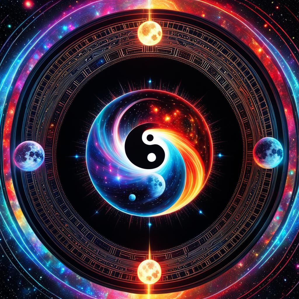 Detailed Red and Black Yin Yang Symbol