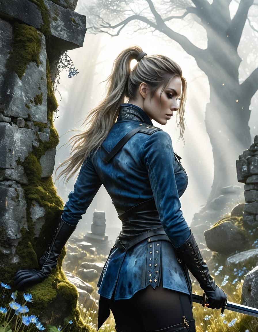 Eve from Stellar Blade in Surreal Watercolor Style