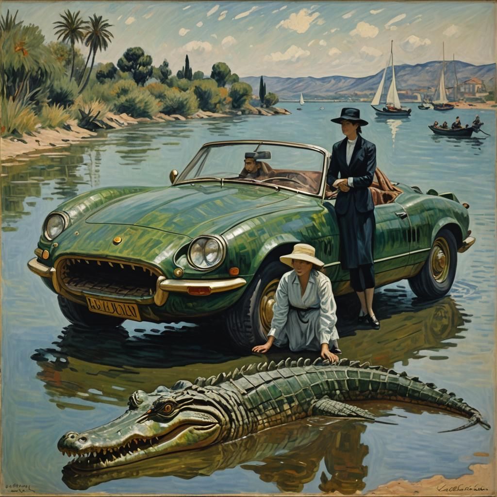 Crocodile Stare: Impressionist-Cubist Dreamscape