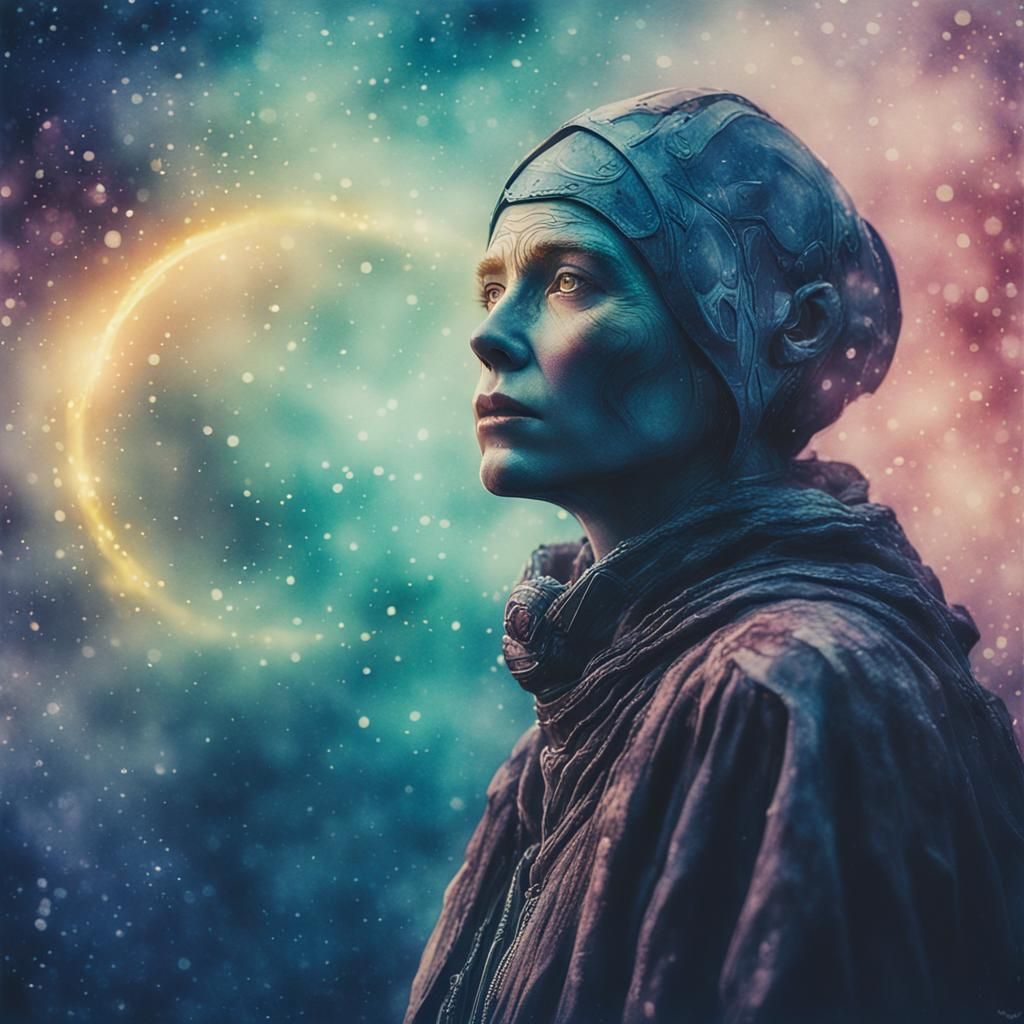 Ethereal Woman of Infinity in Watercolor Style