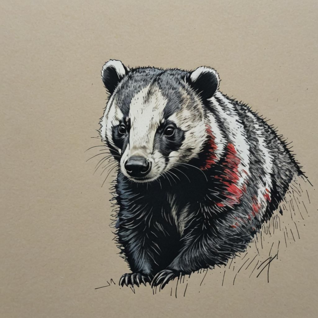 Badger Pop Art in Colour Felt Pen Style